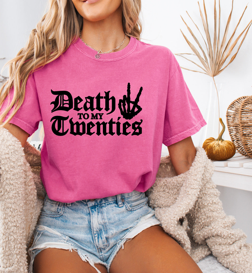 Death to My Twenties Skeleton Peace Sign Shirt – Fun & Comfy Comfort Colors Tee for 30th Birthday Celebrations