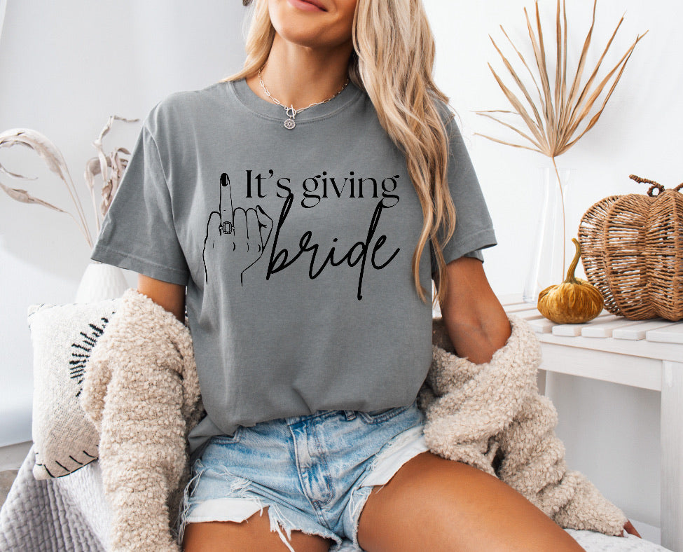 It’s Giving Bride Shirt – Stylish Comfort Colors Tee for Brides & Bride-to-Be Celebrations
