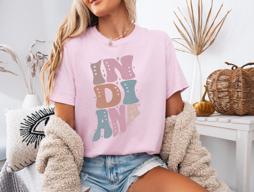 Pastel State of Indiana Shirt – Comfort Colors
