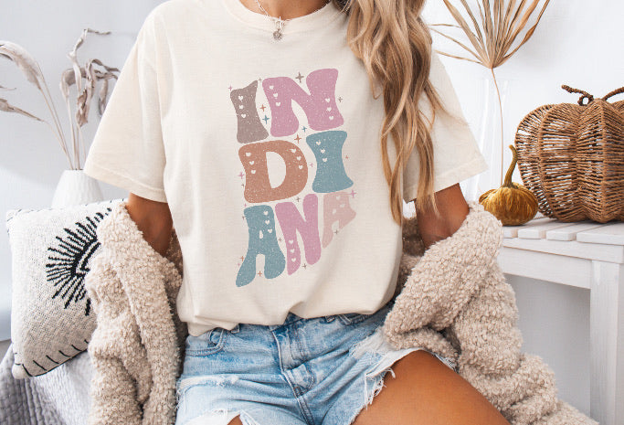 Pastel State of Indiana Shirt – Comfort Colors