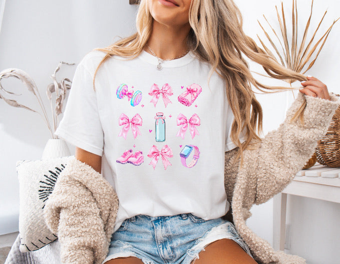 Glitter Coquette Pink Workout Shirt – Stylish & Comfortable Comfort Colors Tee for Fitness & Fashion Lovers