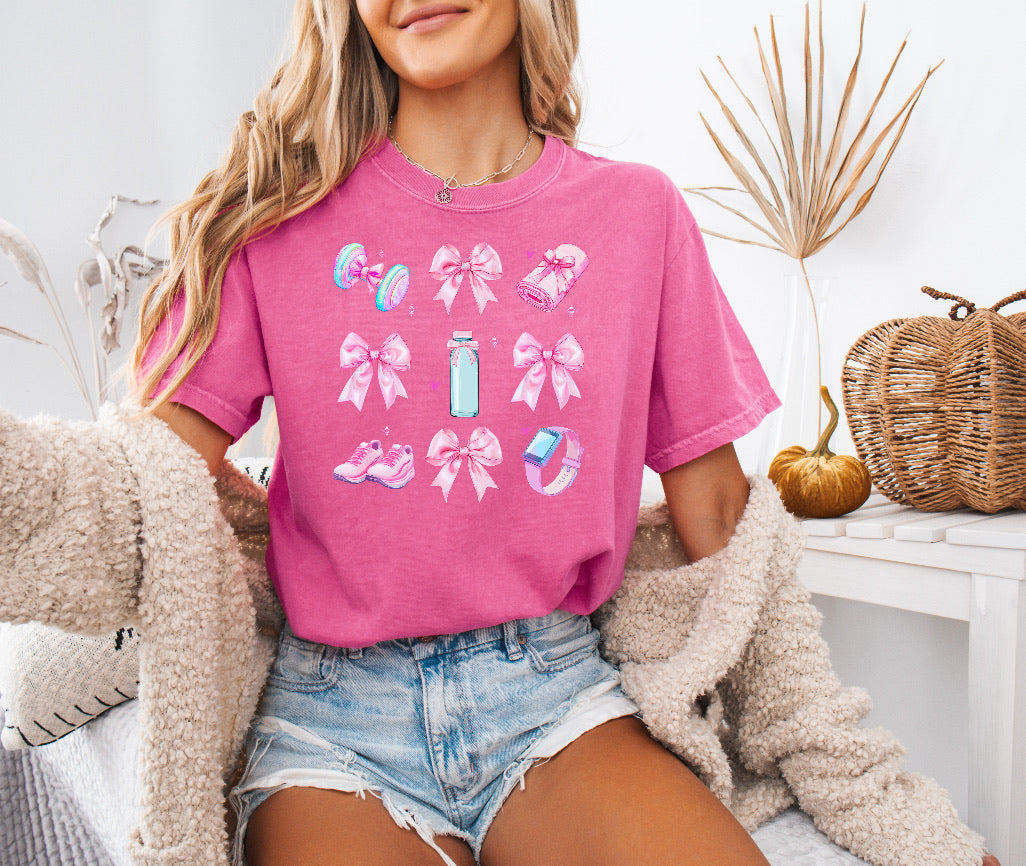 Glitter Coquette Pink Workout Shirt – Stylish & Comfortable Comfort Colors Tee for Fitness & Fashion Lovers