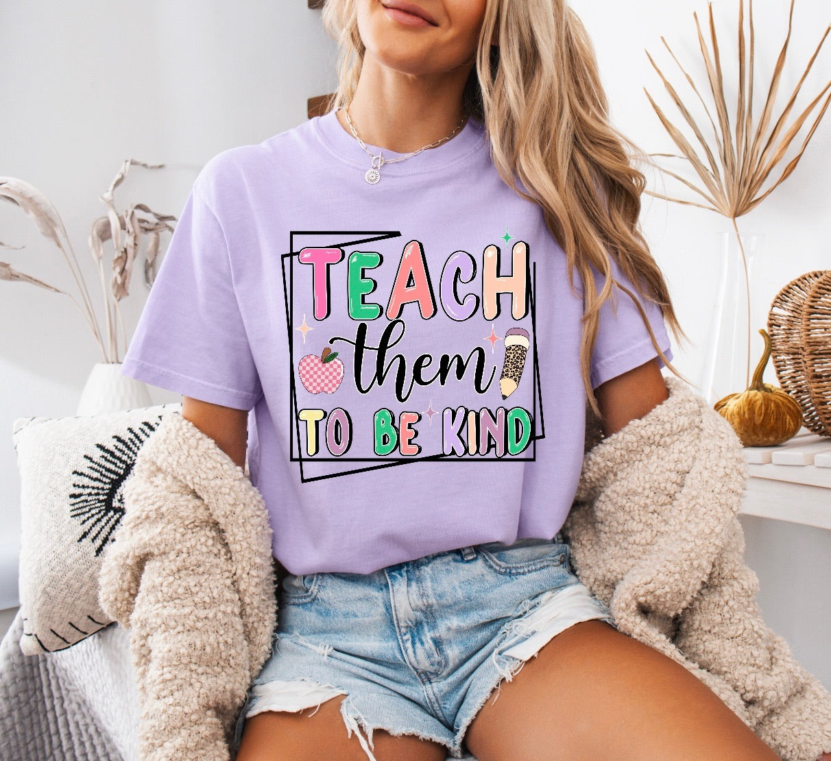 Teach Them To Be Kind Teacher Shirt – Comfort Colors