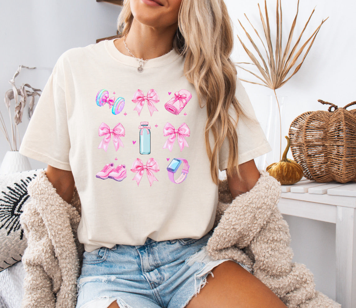 Glitter Coquette Pink Workout Shirt – Stylish & Comfortable Comfort Colors Tee for Fitness & Fashion Lovers