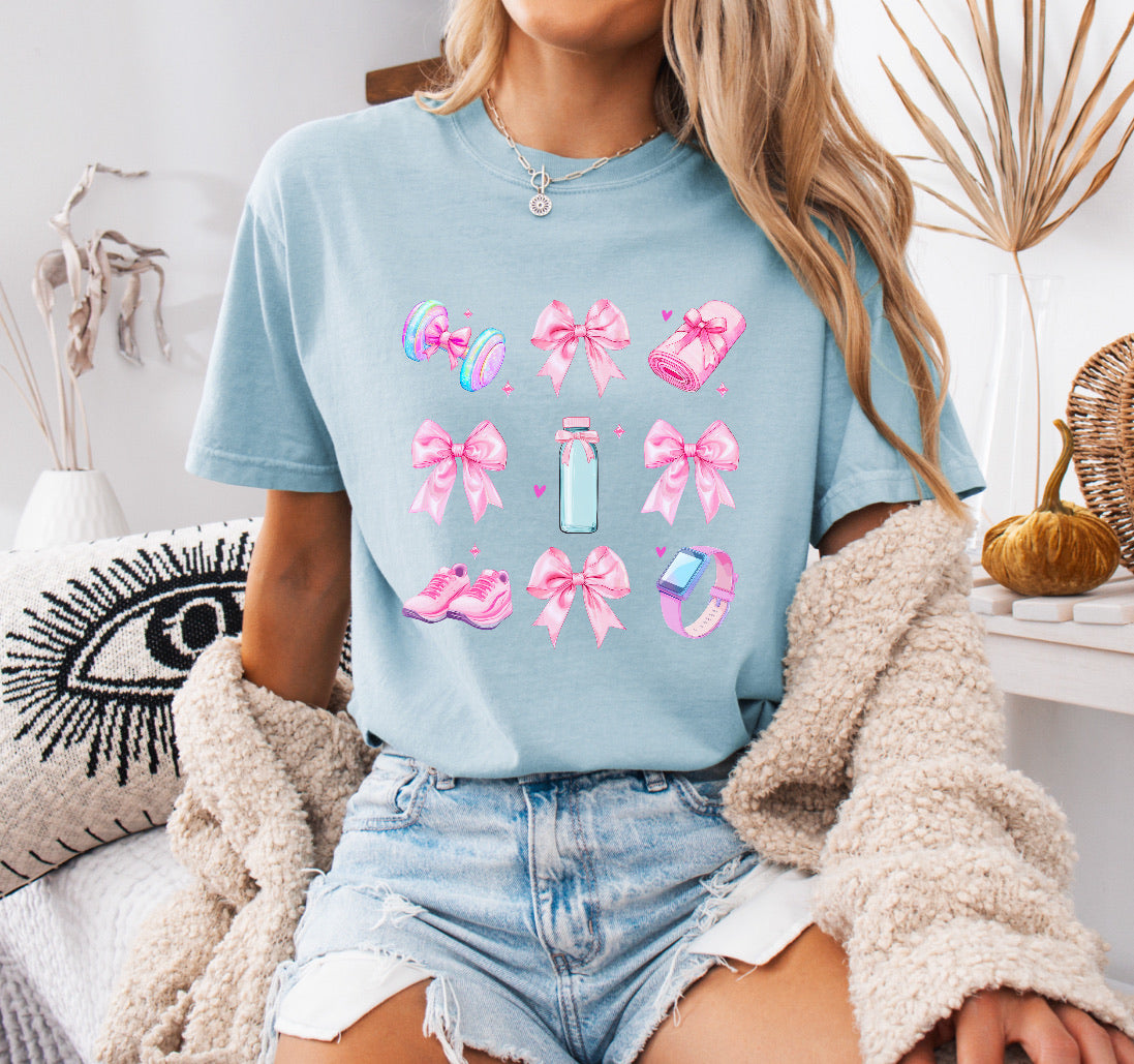 Glitter Coquette Pink Workout Shirt – Stylish & Comfortable Comfort Colors Tee for Fitness & Fashion Lovers