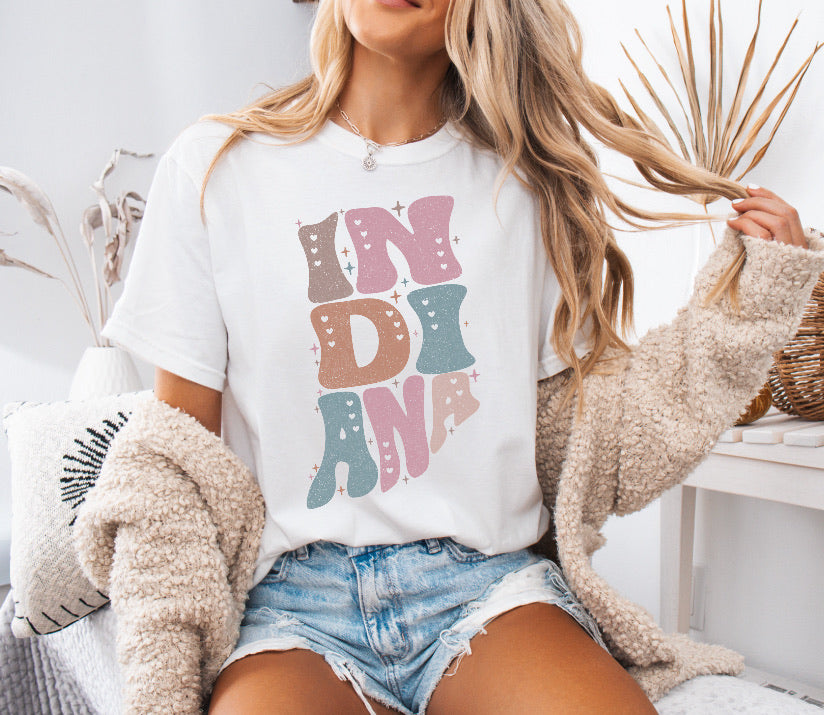 Pastel State of Indiana Shirt – Comfort Colors