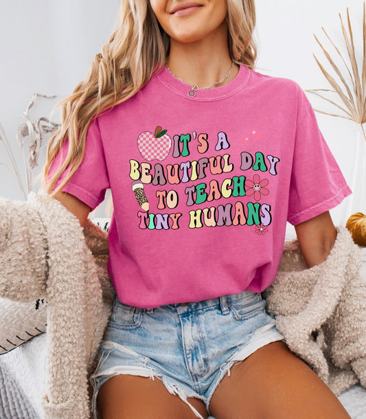 It’s a Beautiful Day to Teach Tiny Humans Teacher Shirt – Comfort Colors