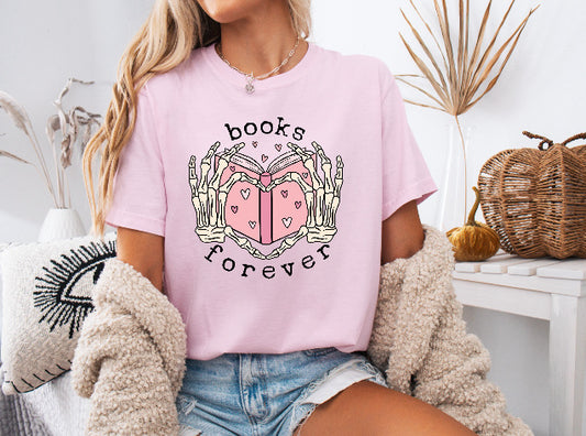 Skeleton Heart Books Forever Shirt – Cozy & Stylish Comfort Colors Tee for Book Lovers
