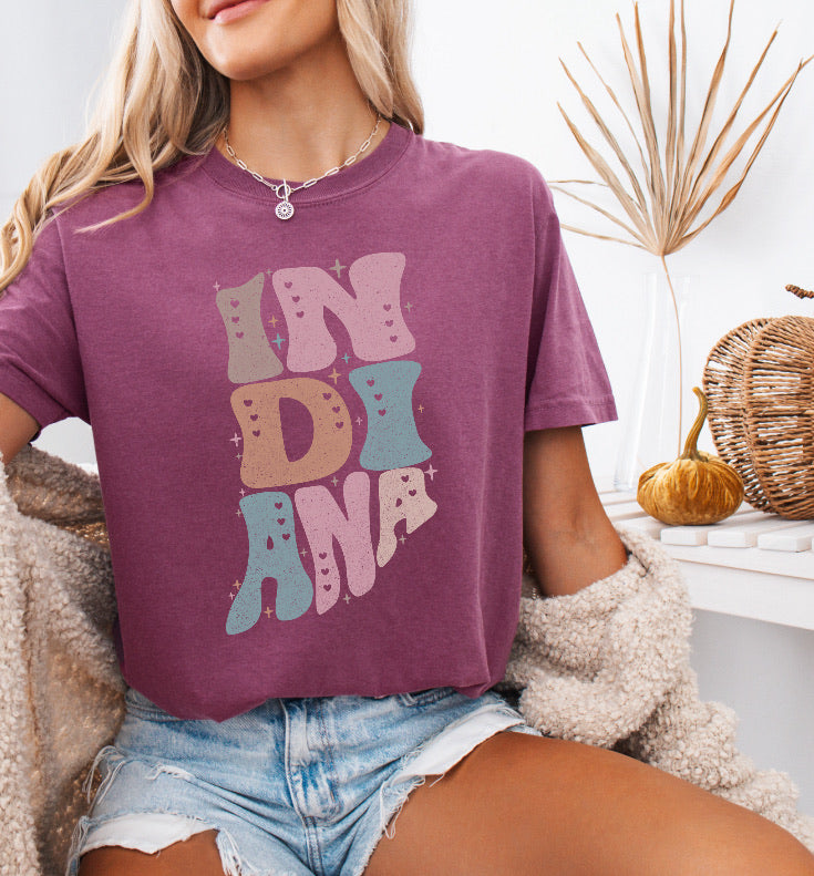 Pastel State of Indiana Shirt – Comfort Colors