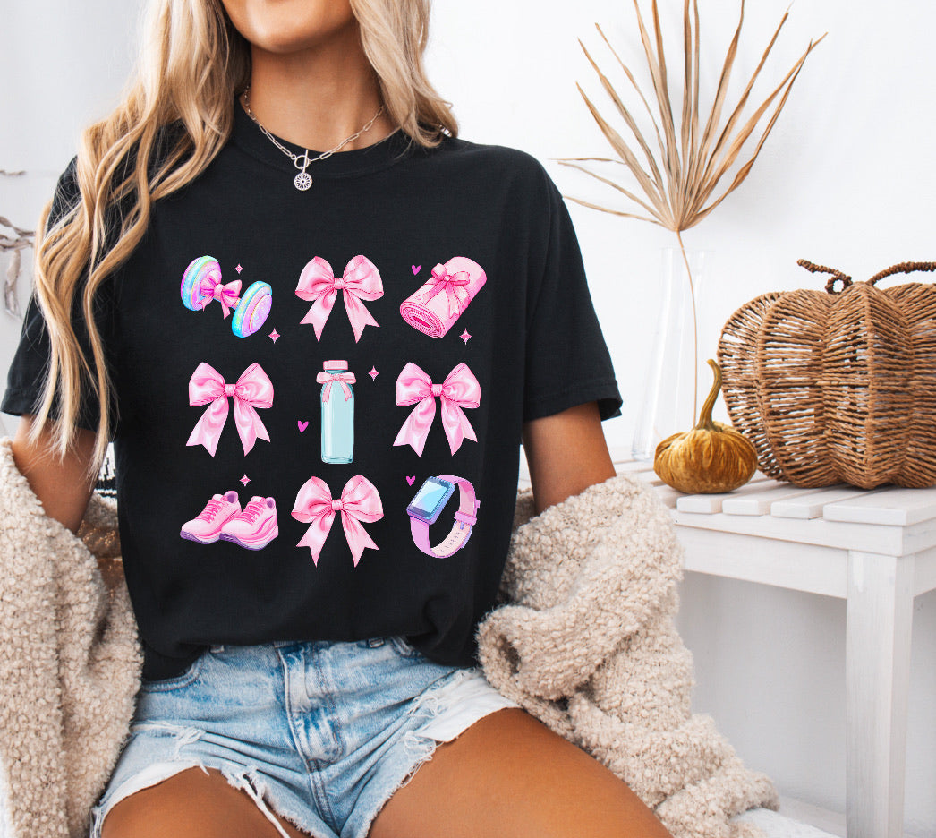 Glitter Coquette Pink Workout Shirt – Stylish & Comfortable Comfort Colors Tee for Fitness & Fashion Lovers