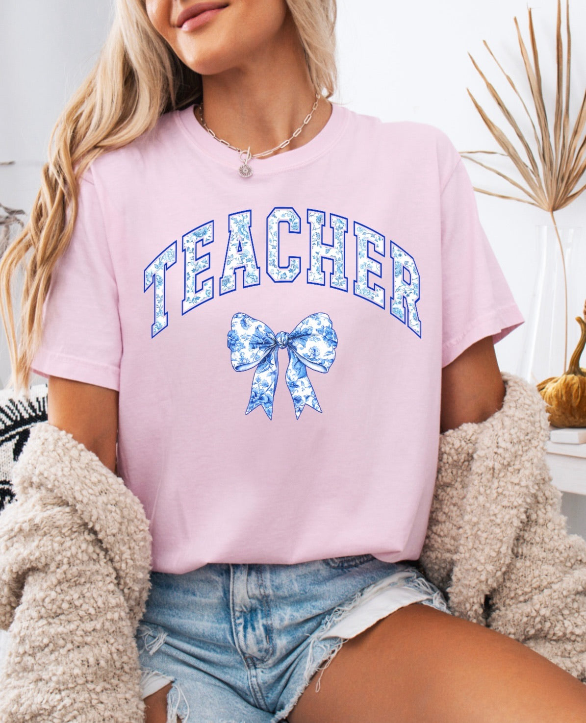Chinoiserie Coquette Teacher Shirt – Elegant & Trendy Comfort Colors Tee for Educators