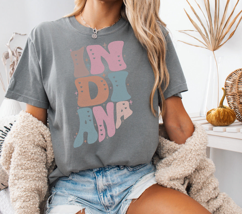 Pastel State of Indiana Shirt – Comfort Colors