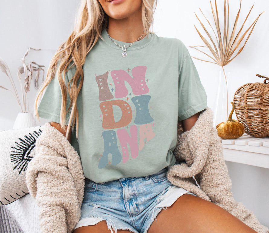 Pastel State of Indiana Shirt – Comfort Colors